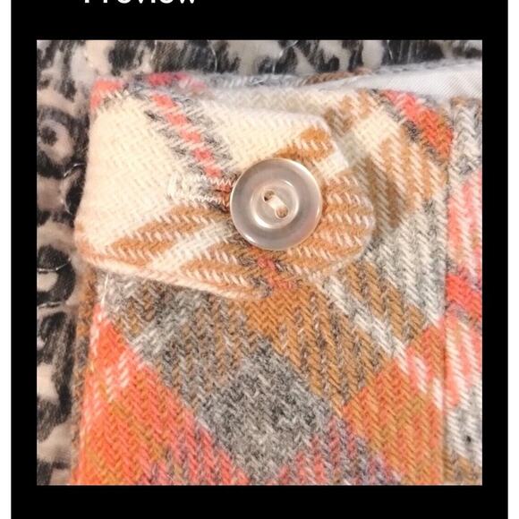 Vintage 1970's Deadstock Pink Peach Cream Tan Plaid Wool Preppy Pencil Skirt 7 - Picture 4 of 10